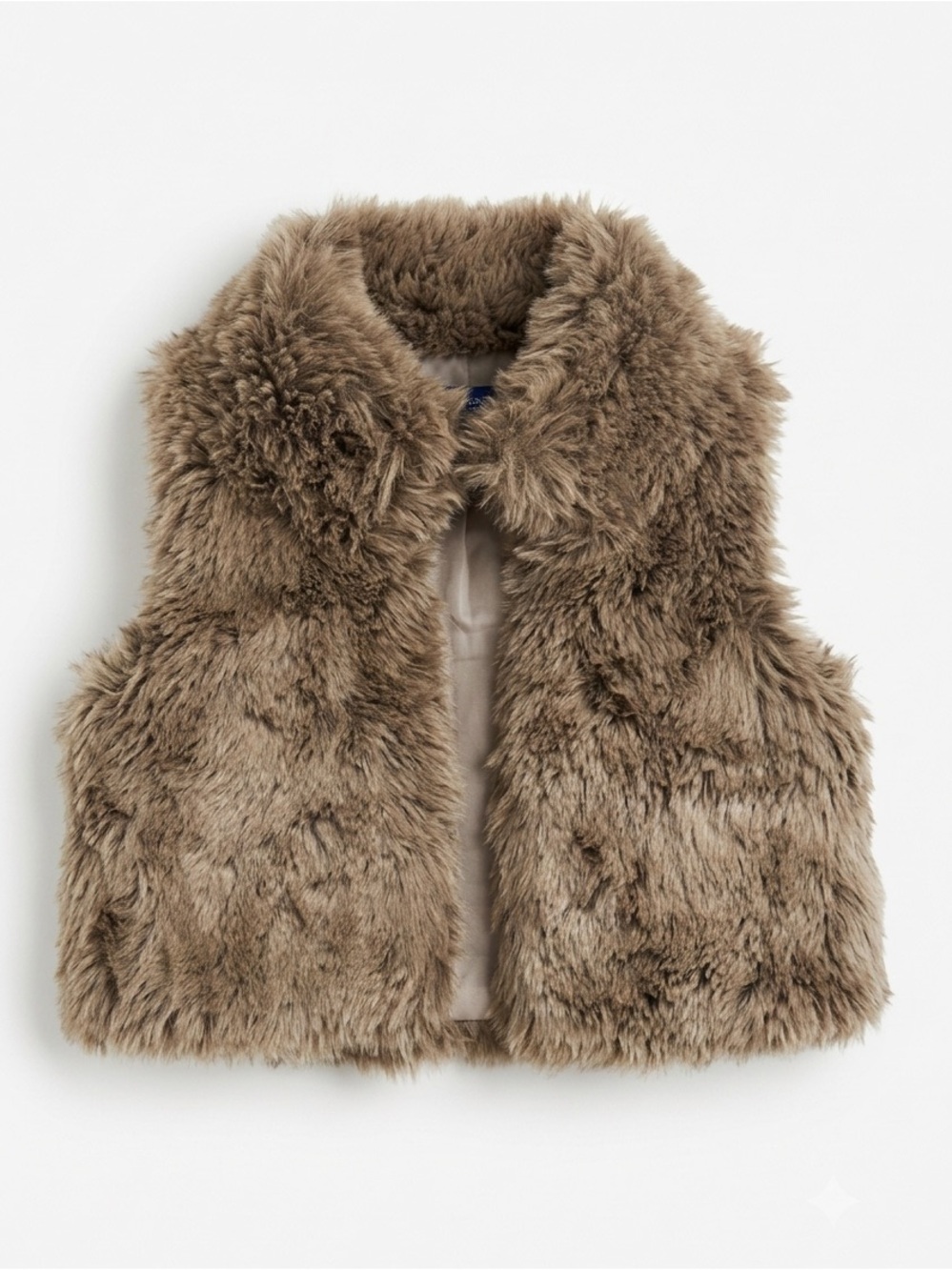 GAP girls Fur Vest in Taupe Brown Sz 12 cropped